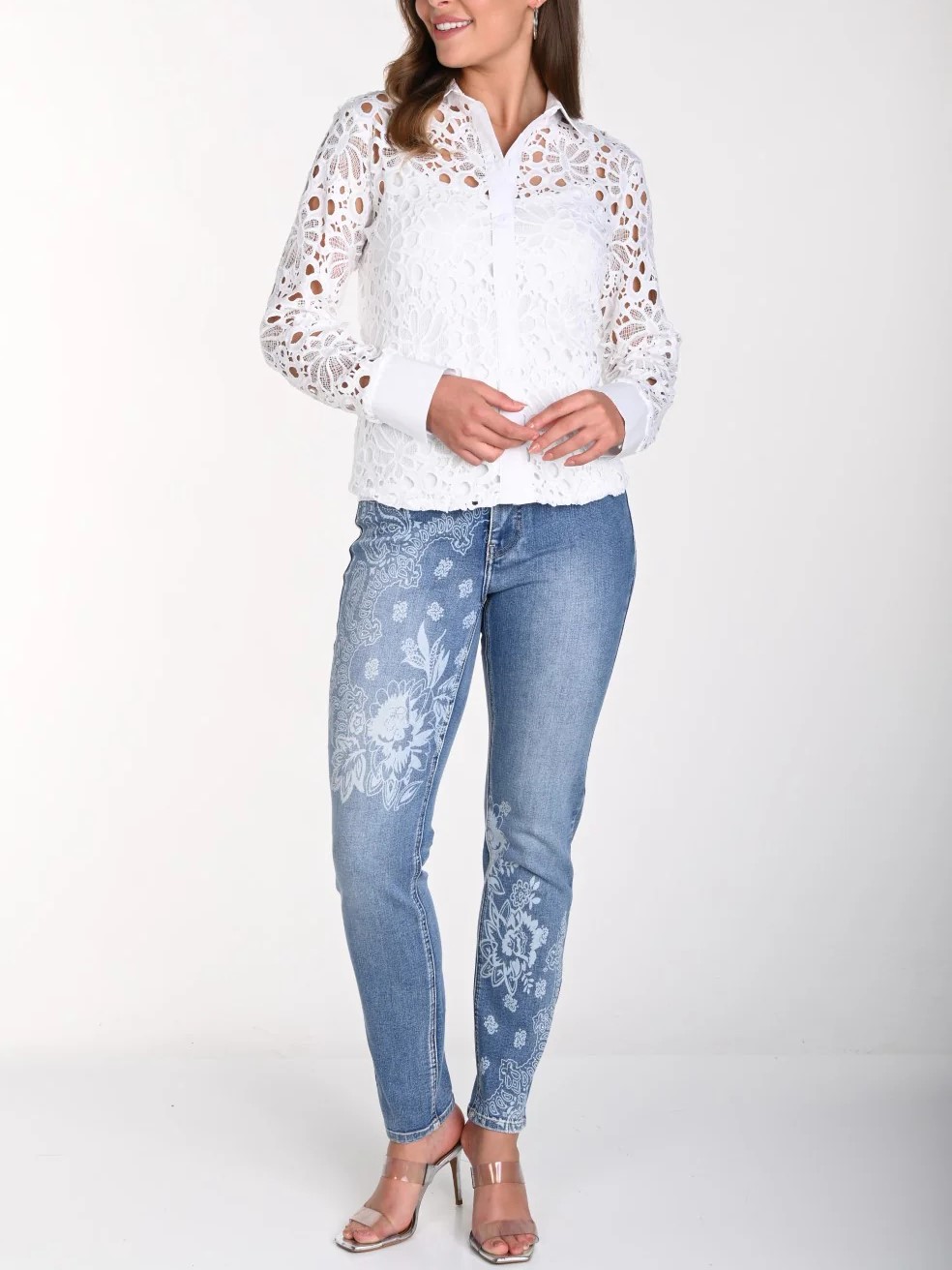 Light Blue Embroidered Denim Jeans
