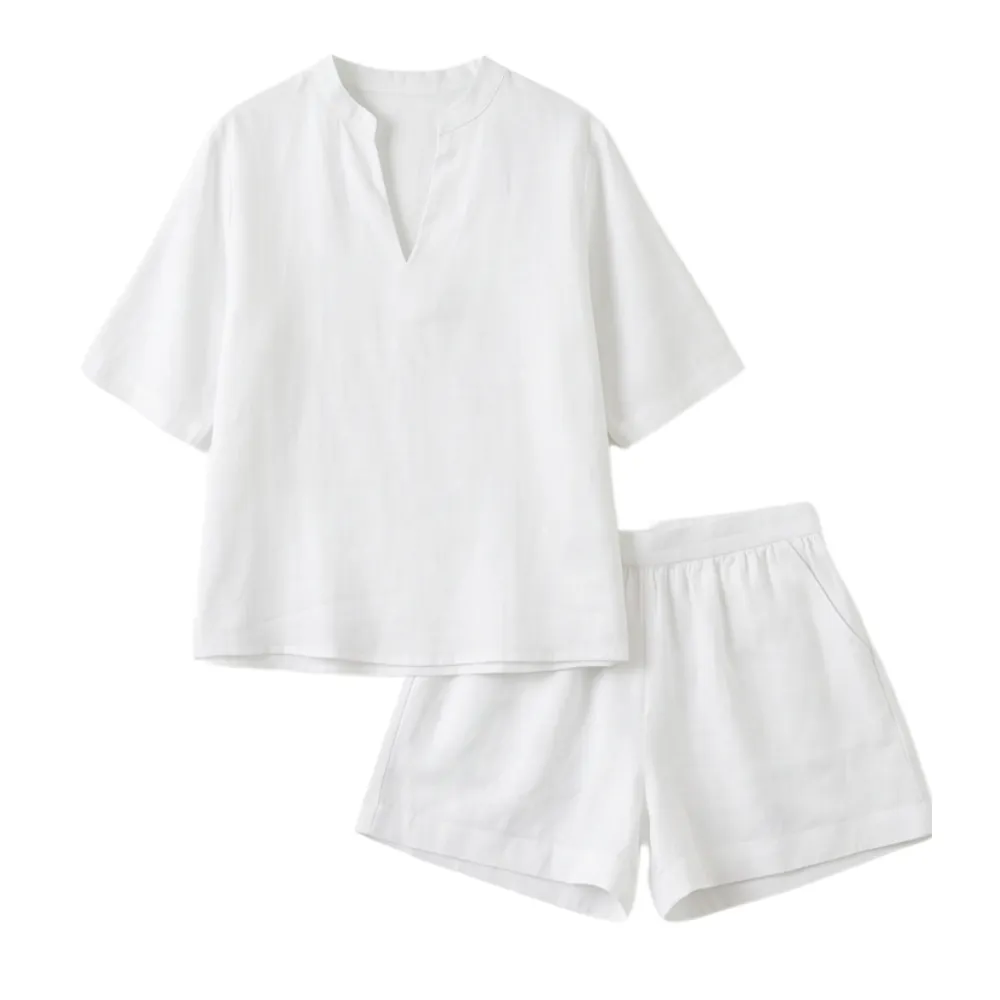 V Neck Relaxed Pants Set