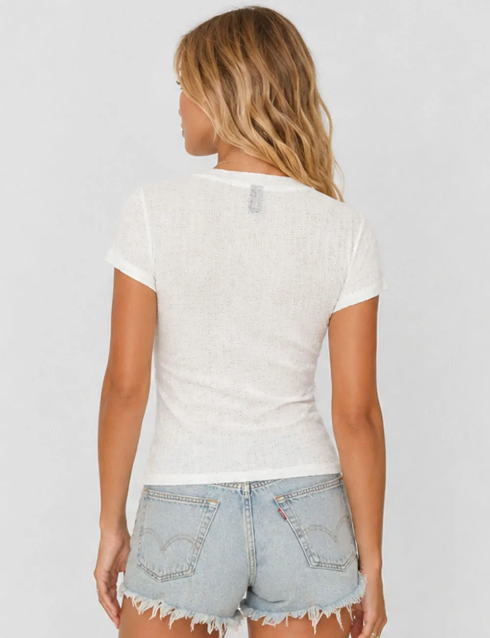 D Embroidery Round Neck Short Sleeves T-shirt