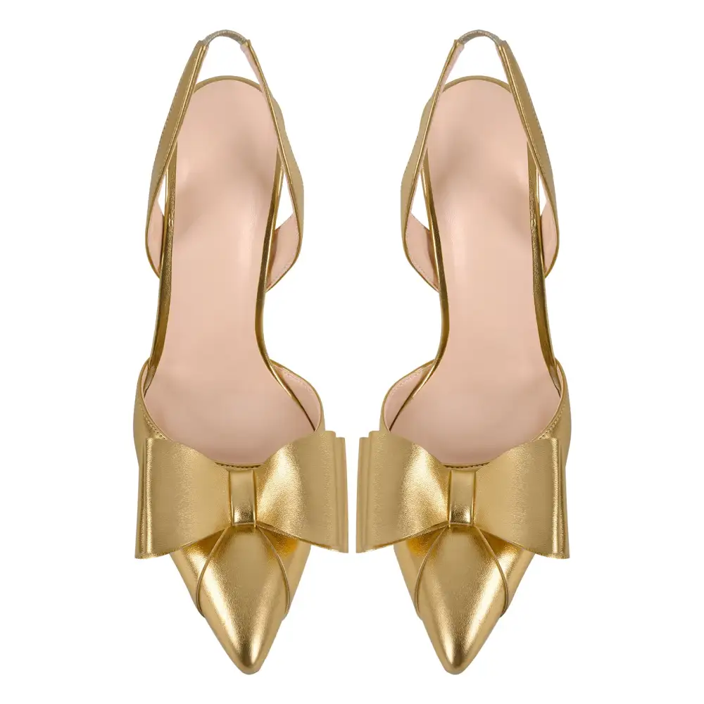 Modern Bow Accent Pointed Toe Stiletto Slingback Pumps
