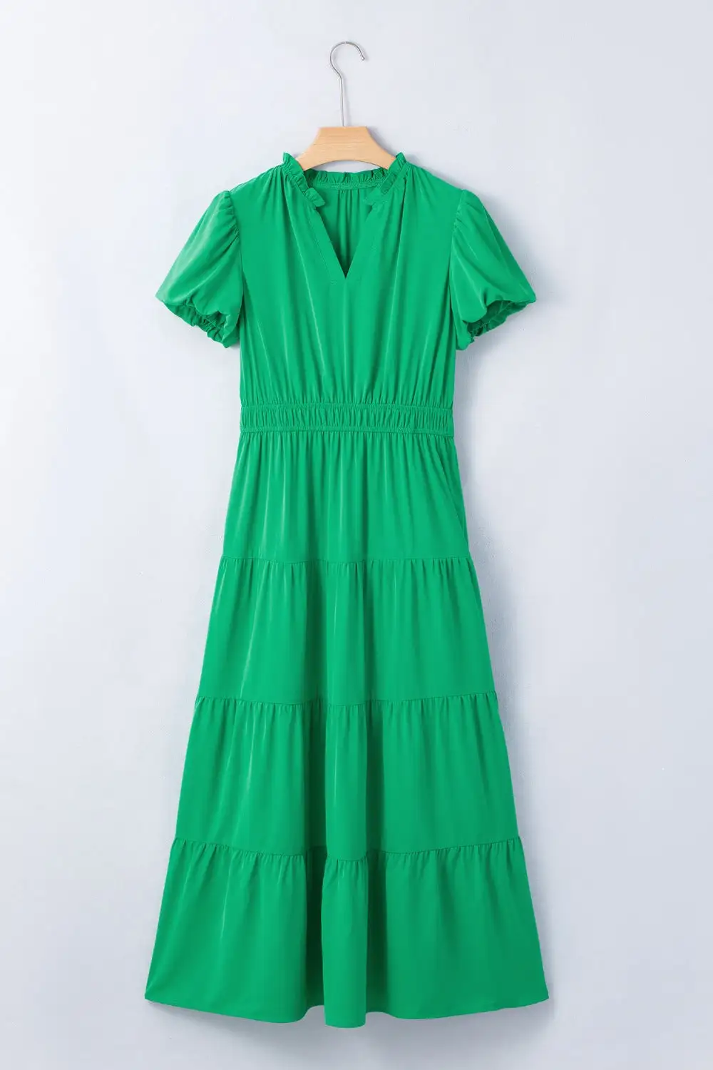 Ruffle Tiered Puff Sleeve Maxi Dress