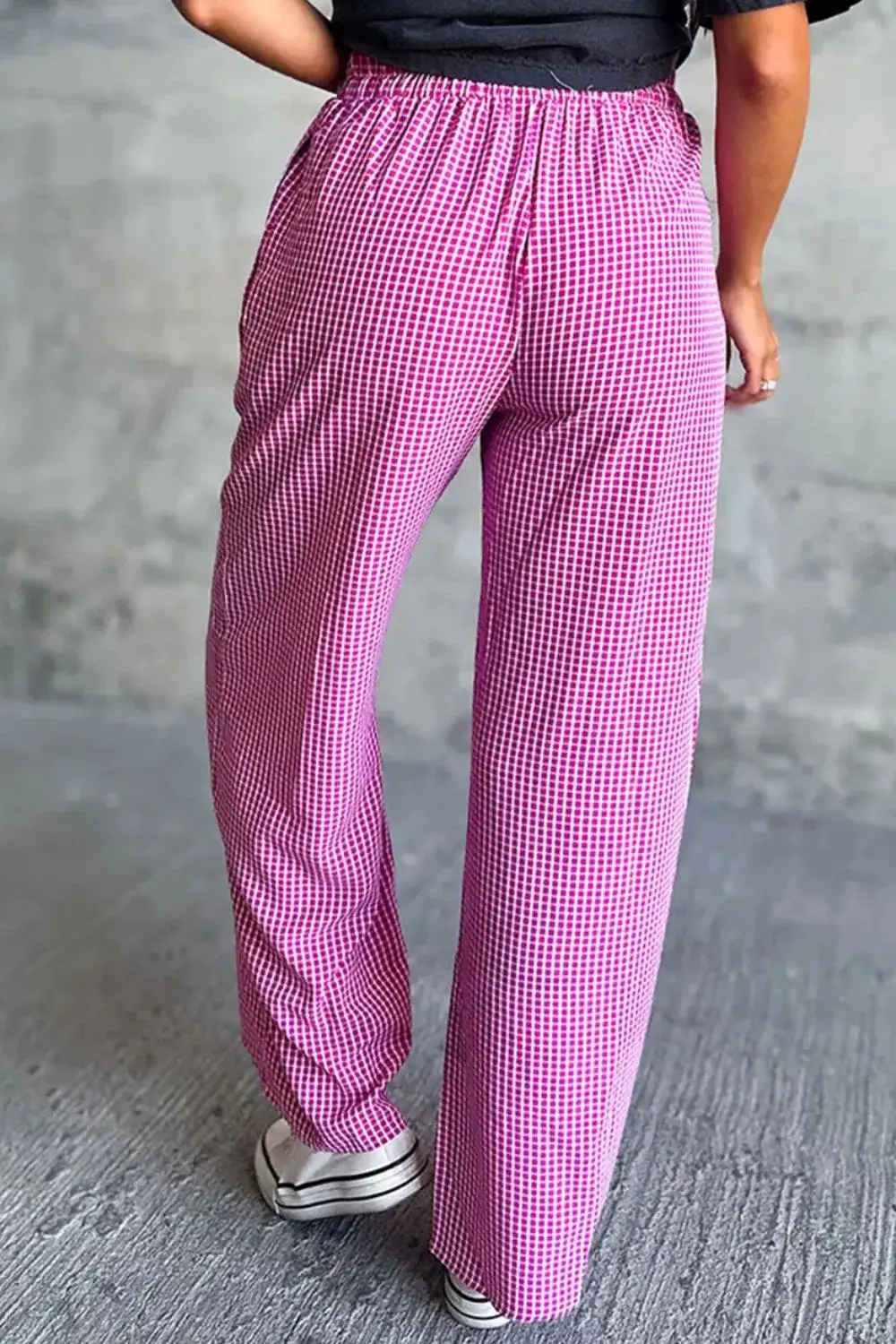 Textured Wide Leg Pocket Detail Pants