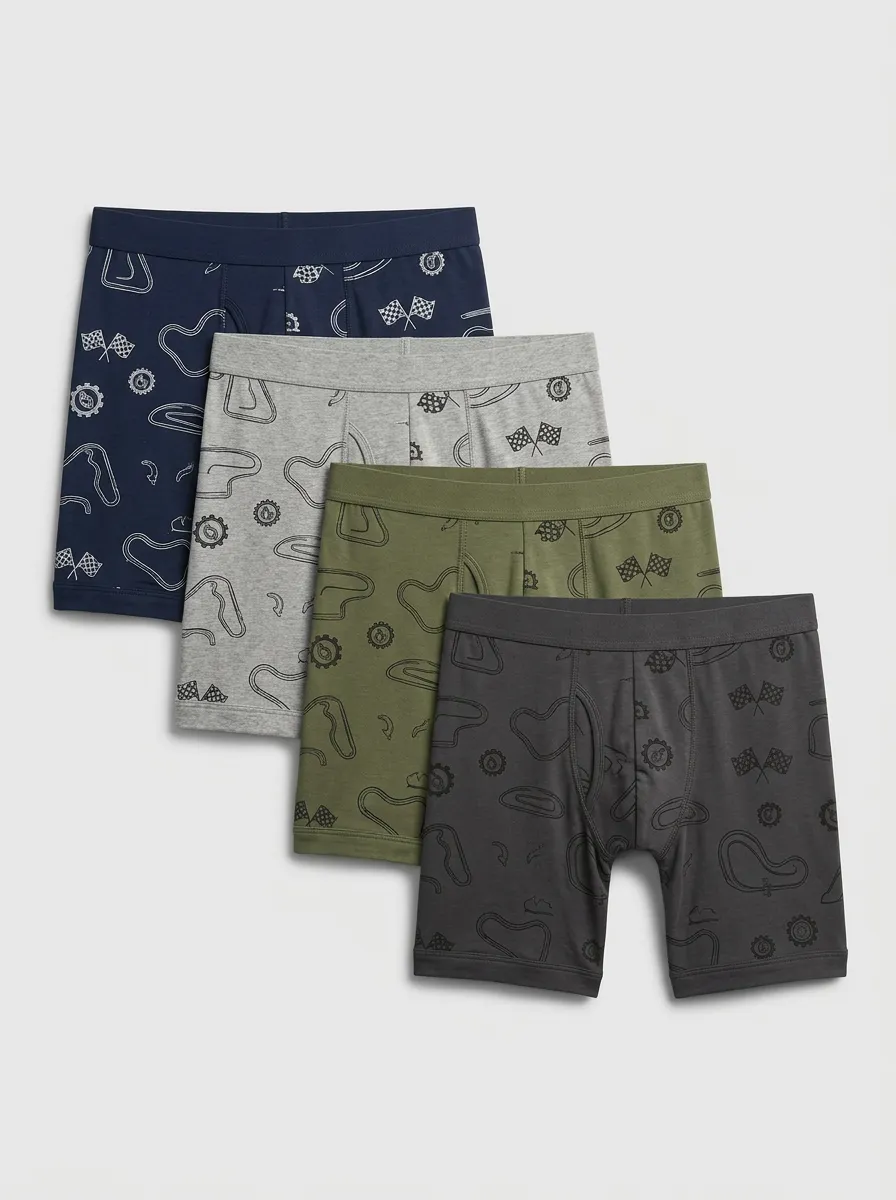 Men's Four-Pair Racetrack Flag Graphic Boxer Brief Set