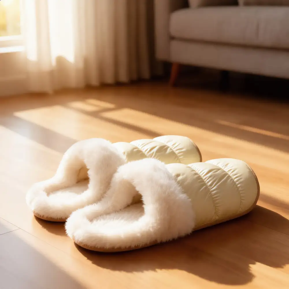Light Puffy Faux Fur Slippers
