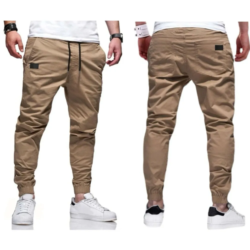 Men'S Solid Color Overalls Drawstring Sports Trendy Trousers Men'S Casual Drawstring Pants