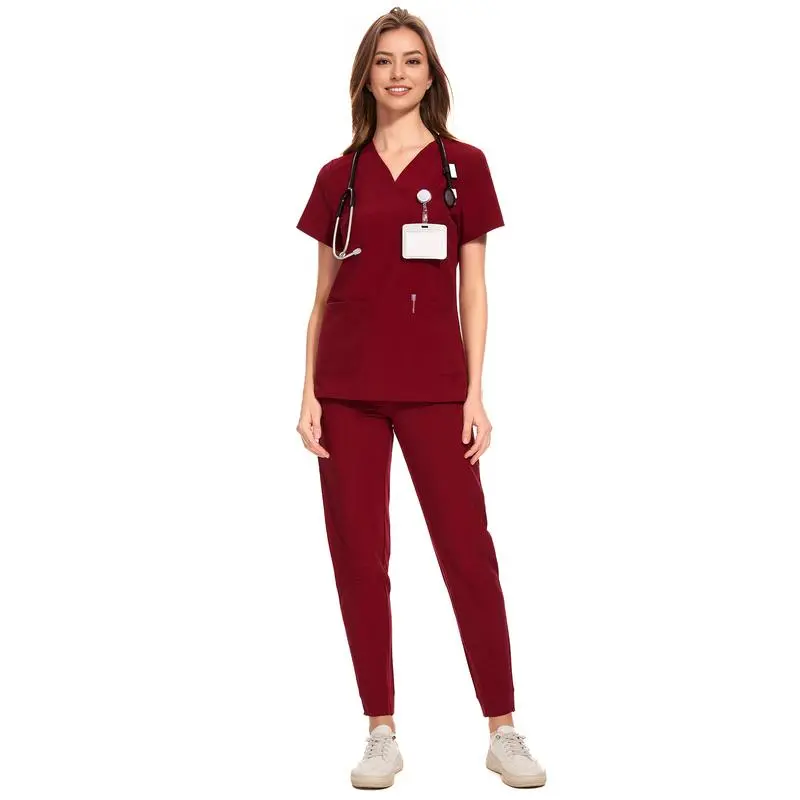 Women's V-Neck Workwear – Short Sleeve & Sleeveless Options with Inner Lining