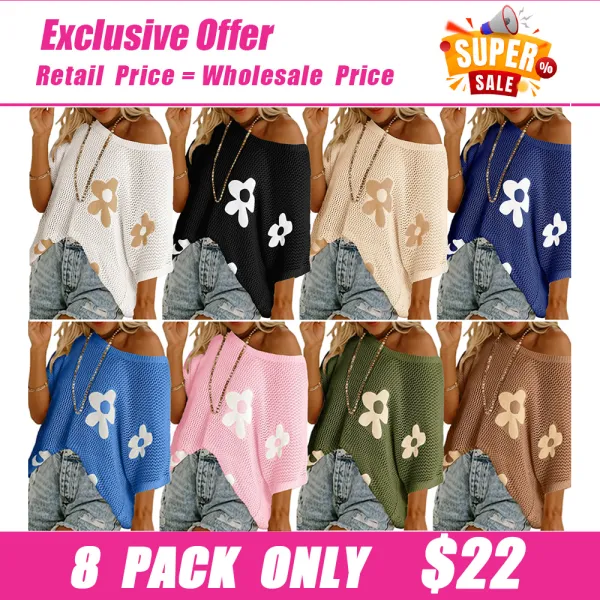 Women's Floral Short-Sleeve Crochet Top