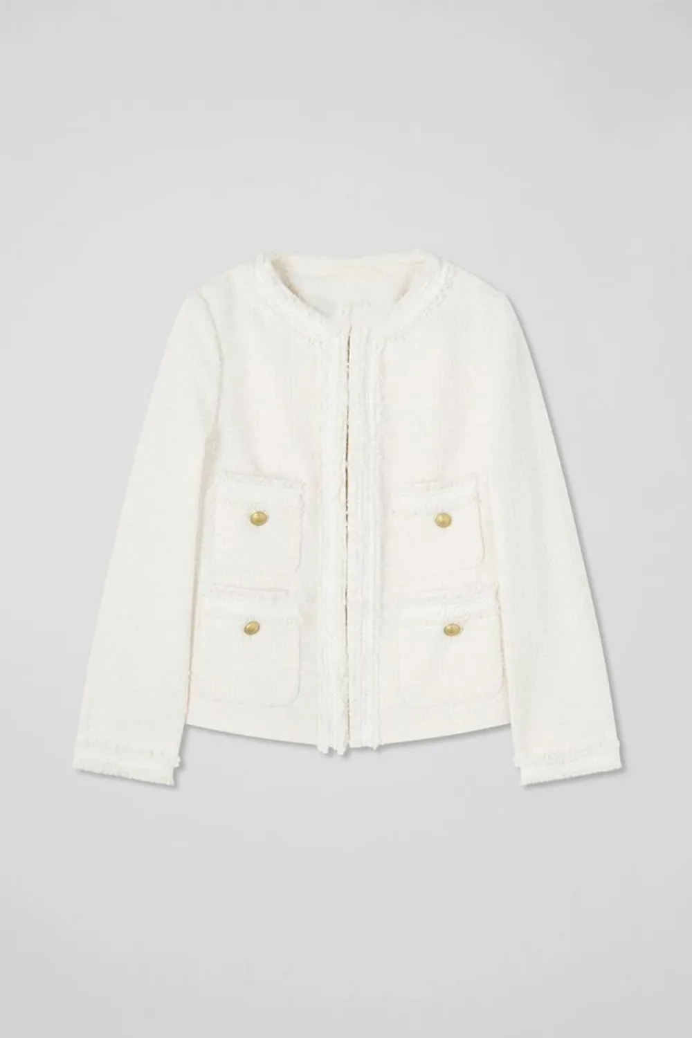 White Tweed Pocket Detail Short Jacket