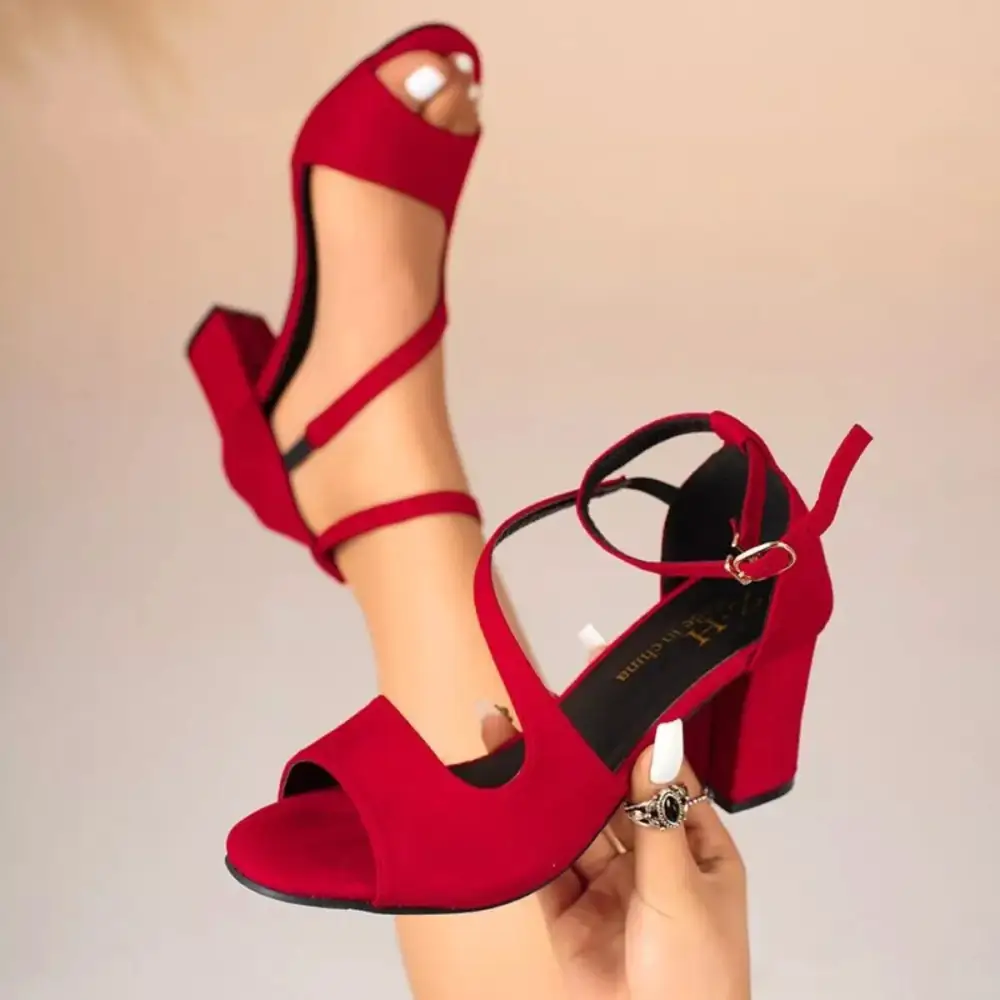 Peep Toe Block Heel Sandals