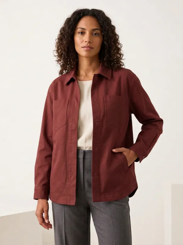 Women's Casual Minimalist Tan Button-Up Utility Jacket