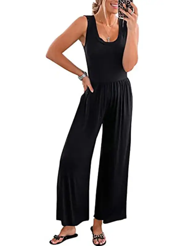 Clean Loose Sleeveless Jumpsuit