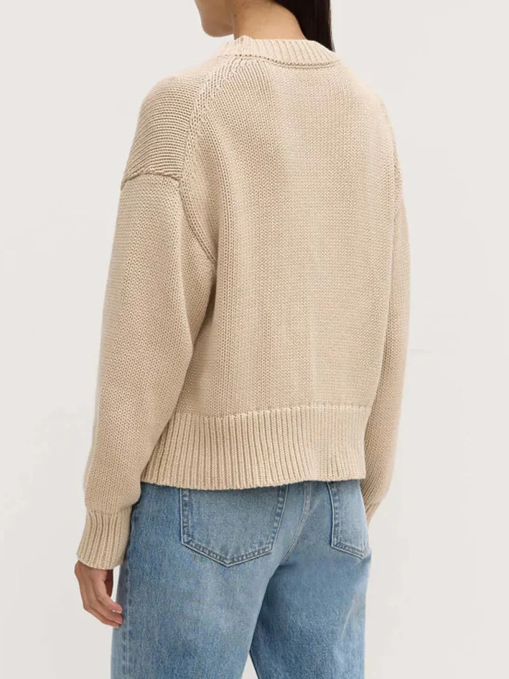 Casual Style Knit Cardigan Natural