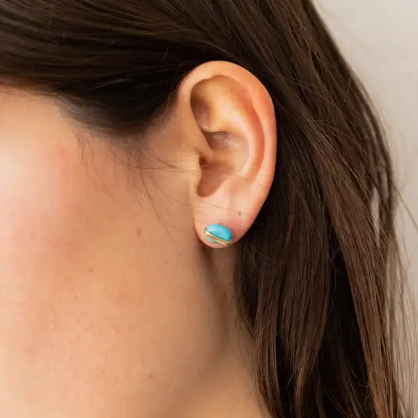 Wire-Wrapped Turquoise Stud Earrings