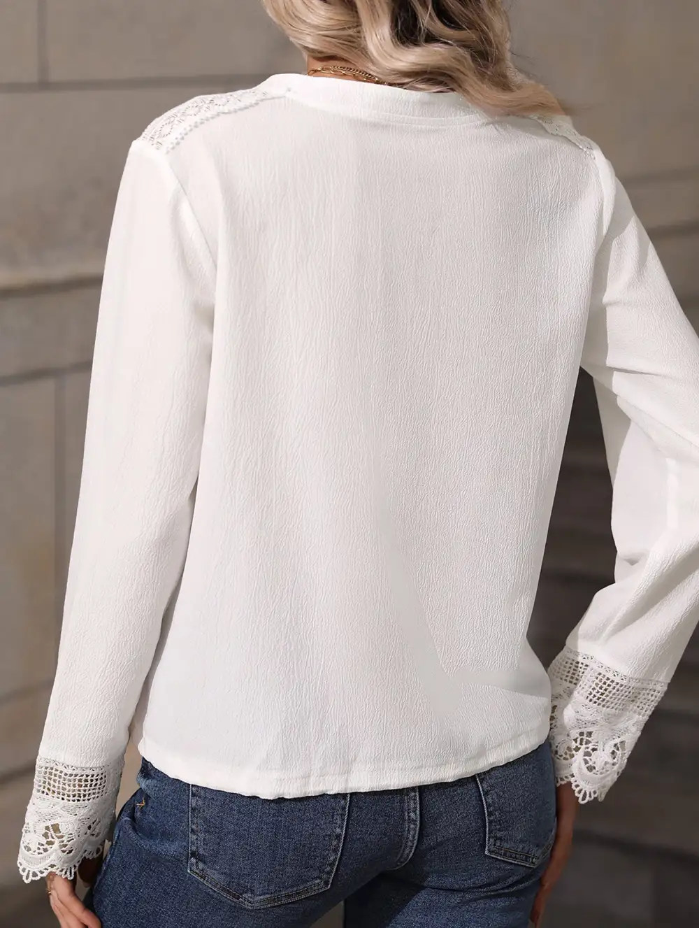 Niche V Neck Lace Tassel Shirt and Blouse