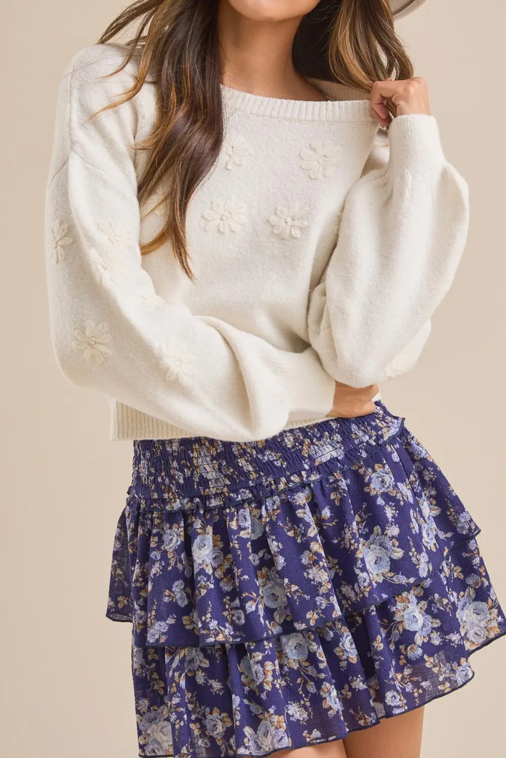 Embroidered Flower Sweater