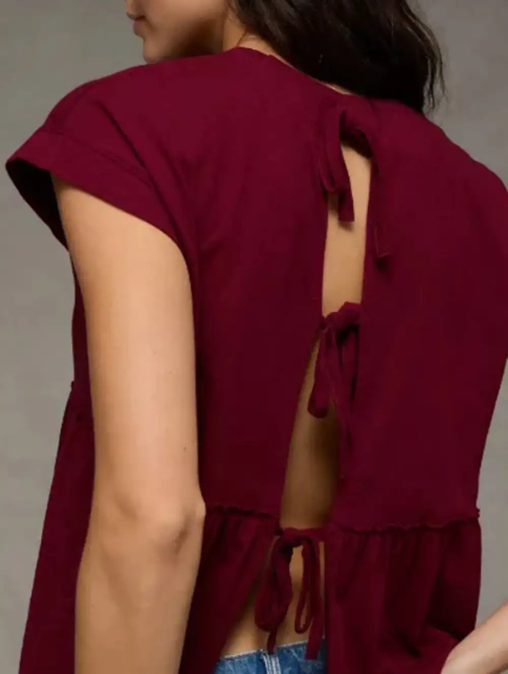 Babydoll Style Thin Top With Back Tie