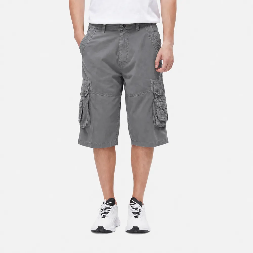 Men's Washed Twill 7-Length Multi-Pocket Cargo Capri Pants