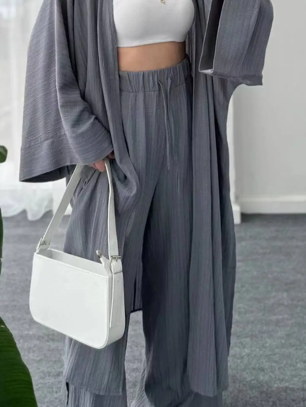 Full Size Textured Knit Cardigan and Pants Set Plus Size