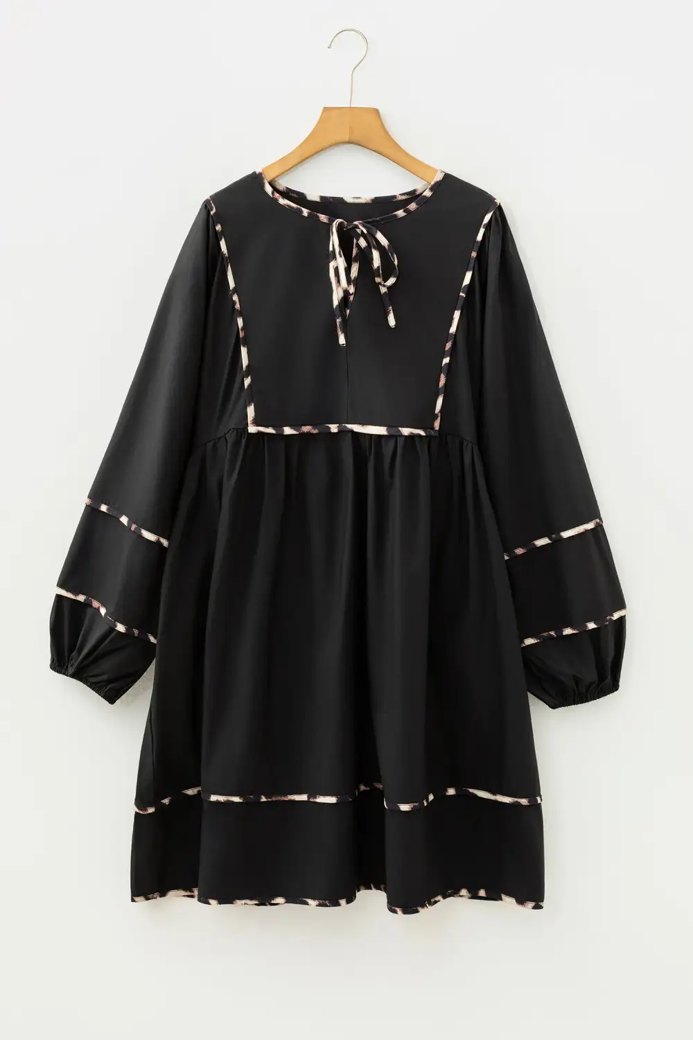 Animal Print Long Sleeve Flared Mini Dress