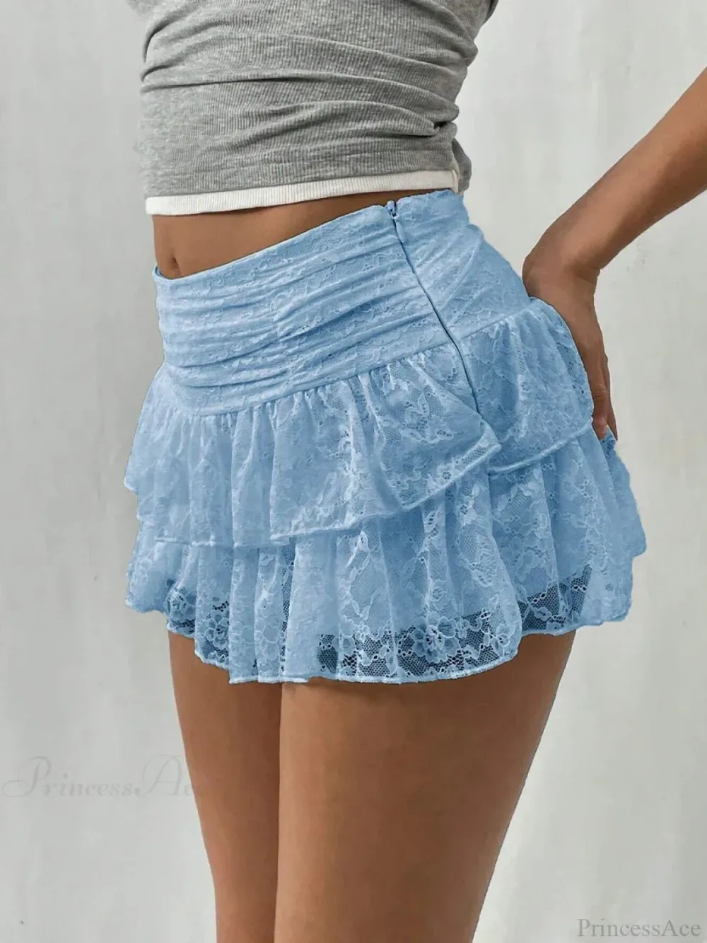 Layered Lace Printed Tiered Skirt