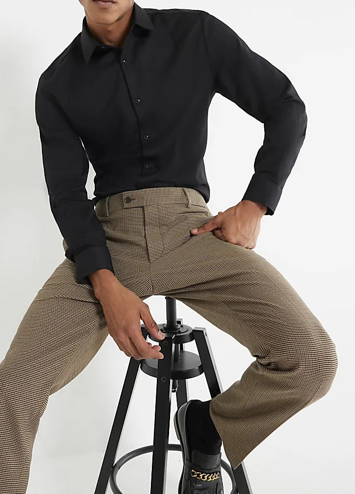 Men's Business Quality Black  Long Sleeve Shirt