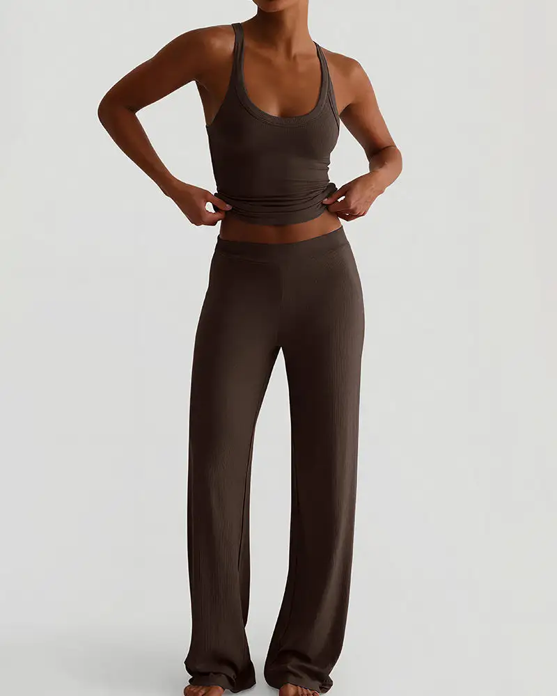 Racerback Tank and Wide-Leg Pants Lounge Set