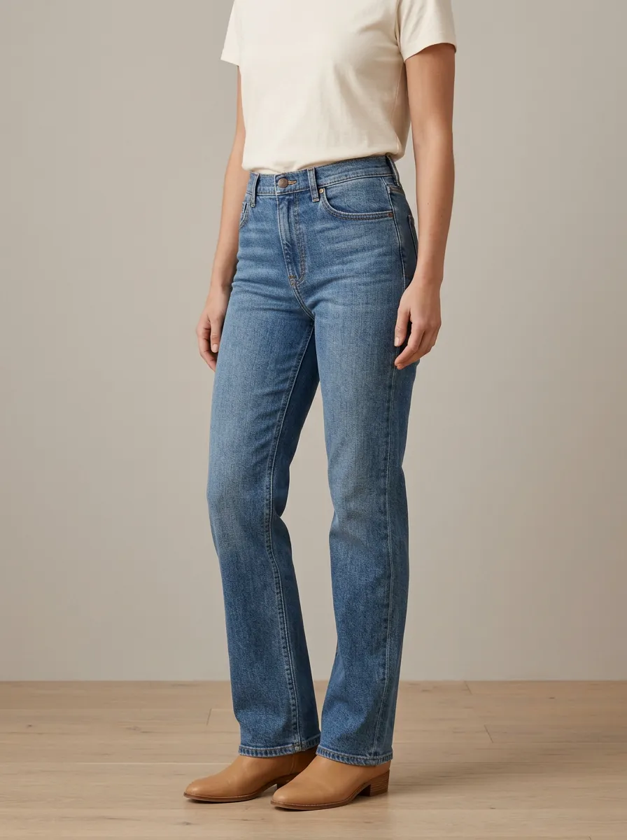 Simple High-Rise Straight-Leg Denim Jeans