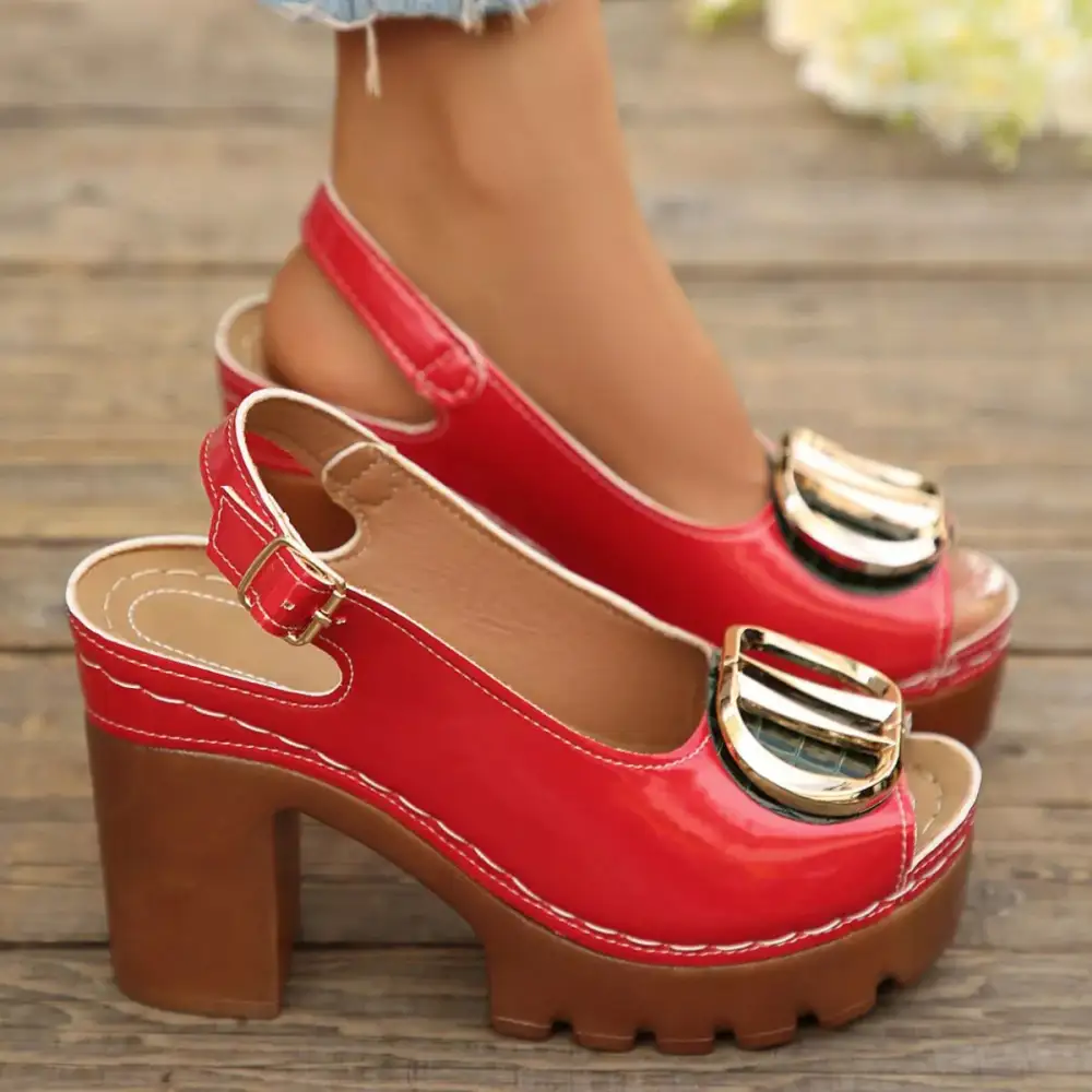 Refined Peep Toe Block Heel Sandals
