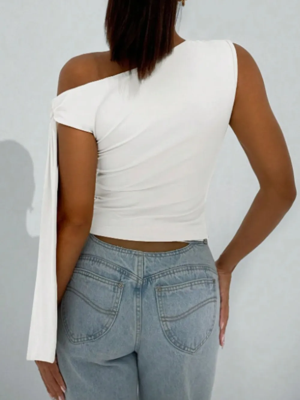Textured One Shoulder Top