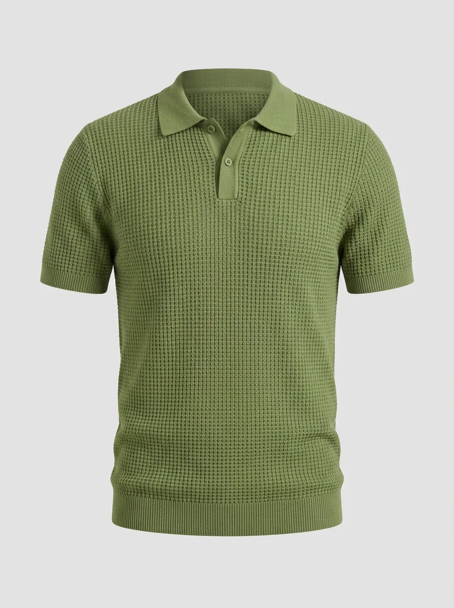 Men's Everyday Clean-Line Waffle Knit Polo Shirt