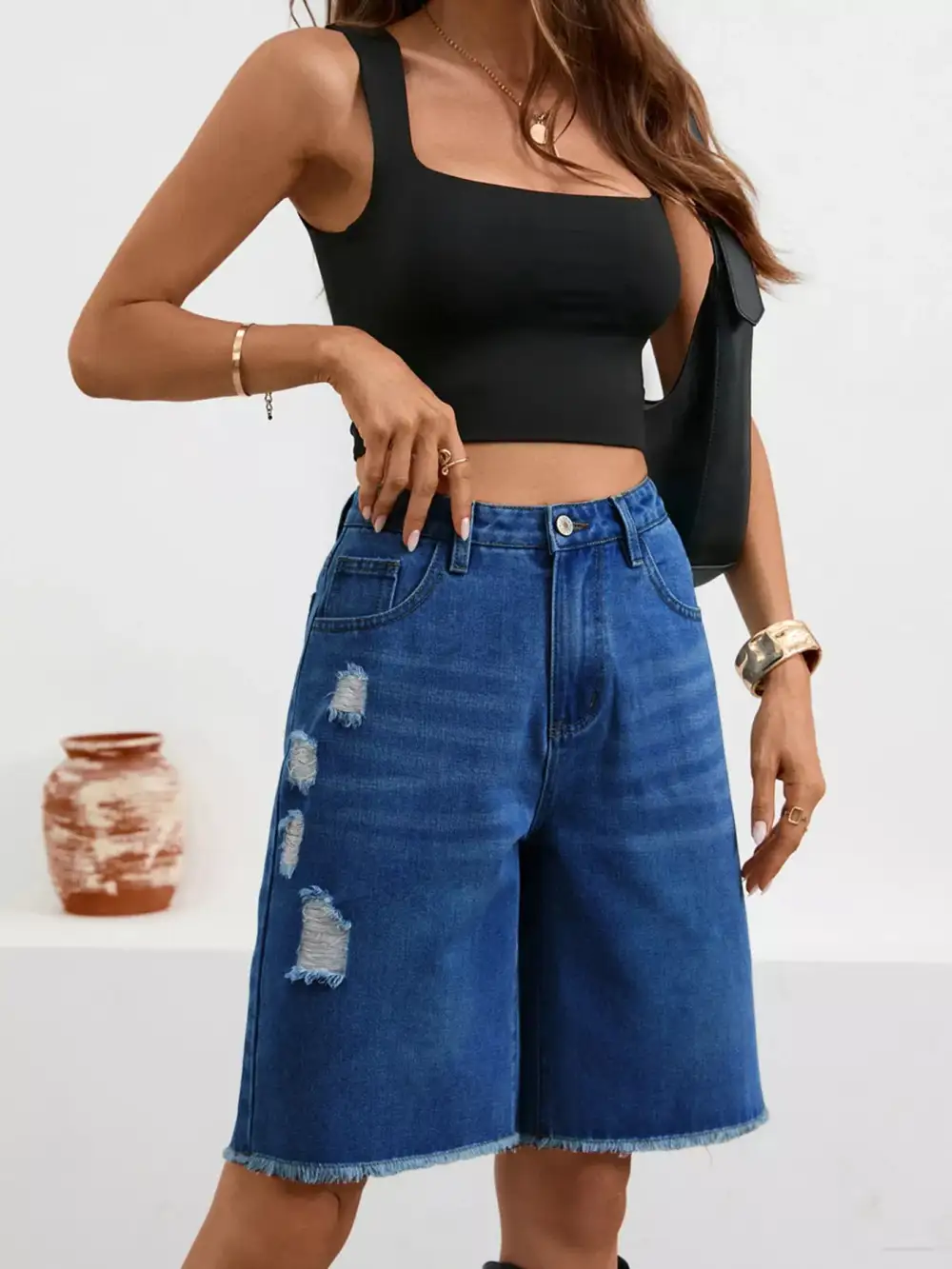 Raw Hem Frayed Hem Frayed Ripped Shorts