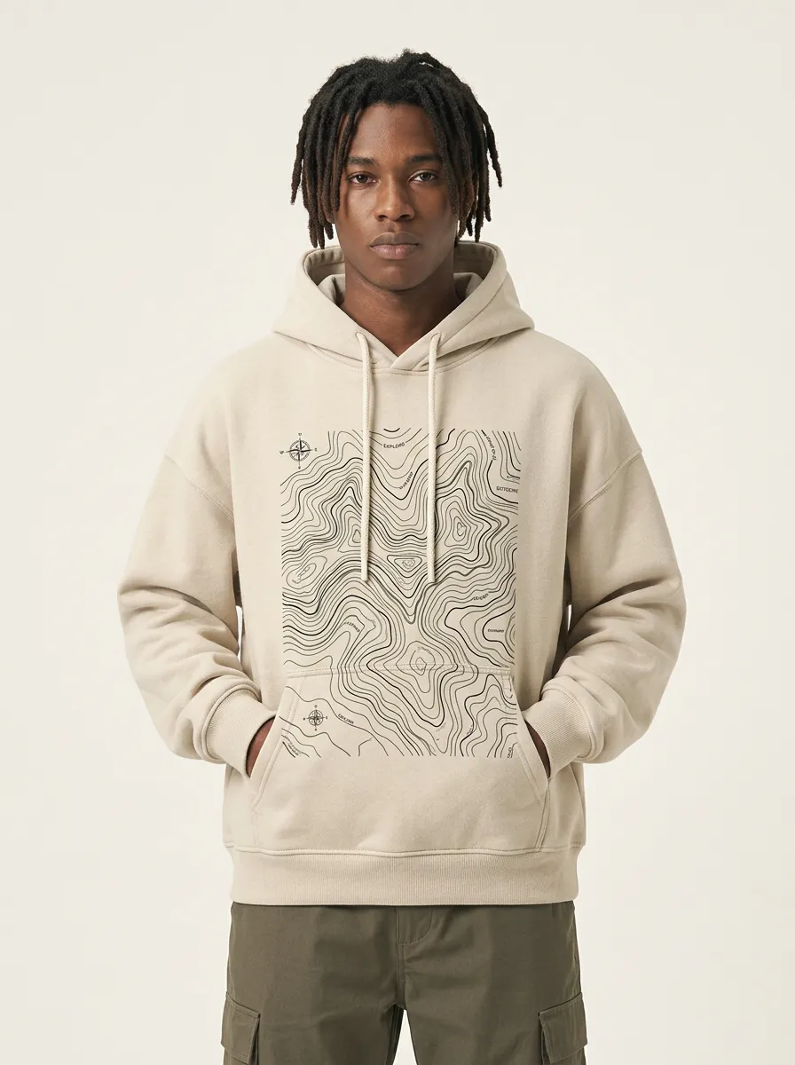Men's Outdoor Explorer Topographic Graphic Hoodie