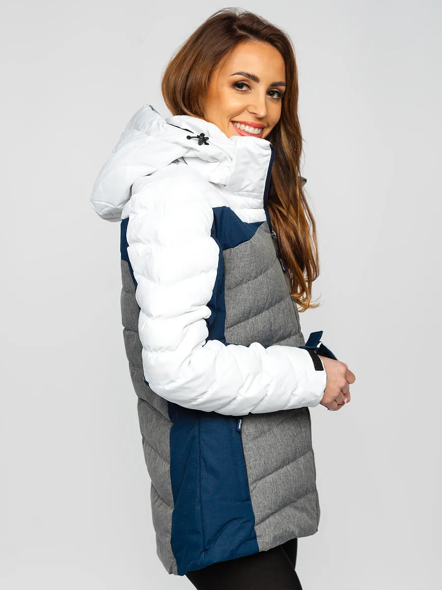 White women's winter jacket with hood