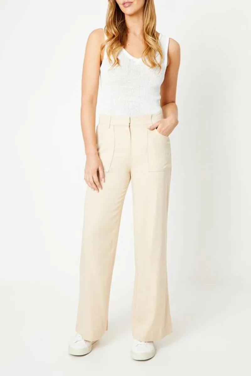 Casual Style Pocket Wide Leg Trouser