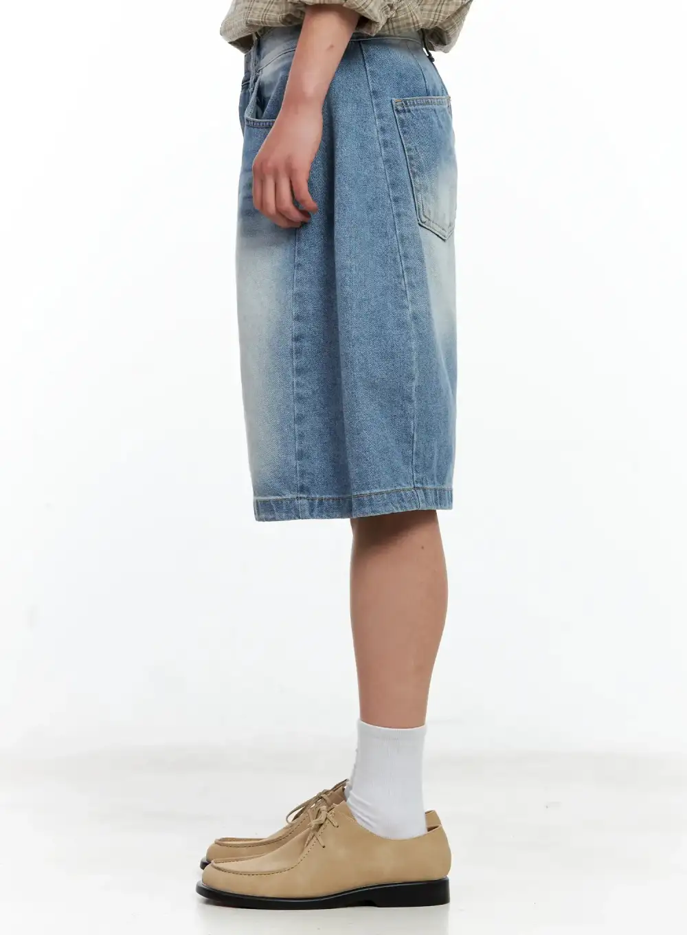 Men's Side-Drape Denim Denim Shorts
