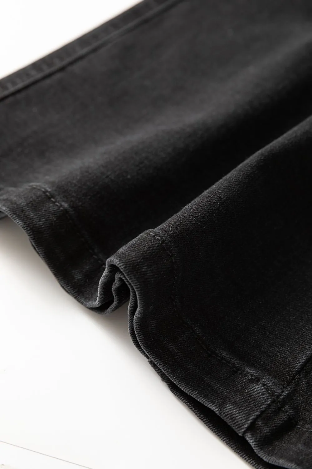 Lightweight Button Front Denim Detail Skirt