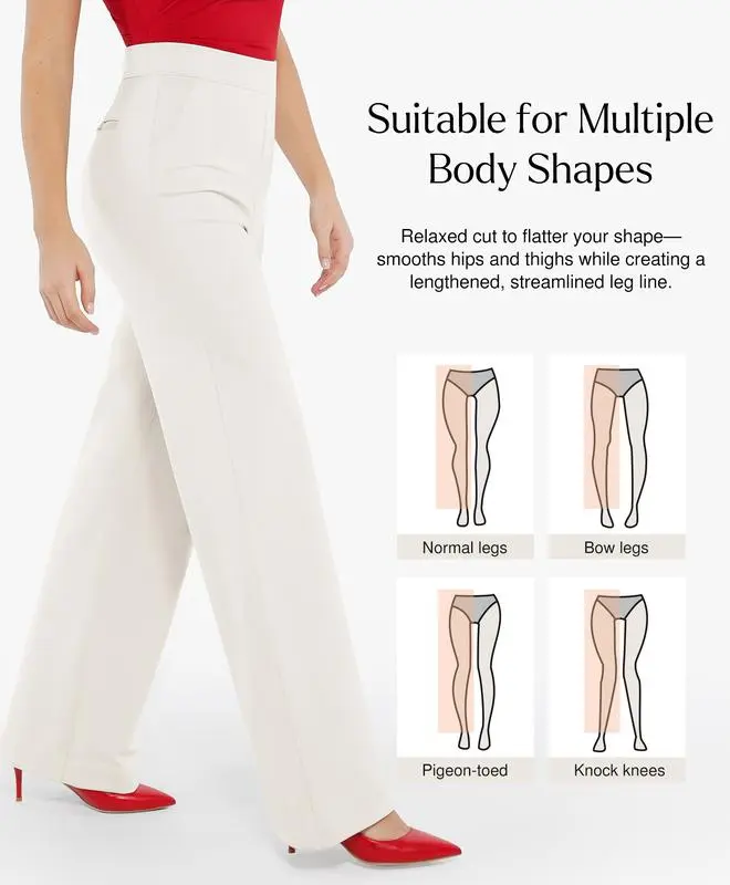 Shapewear Executive High Waisted Wide-Leg Ponte Pants with Tummy Control