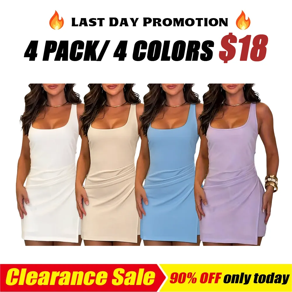 Women's French Style Faux 2-Piece Mini Dress with Built-in Shorts