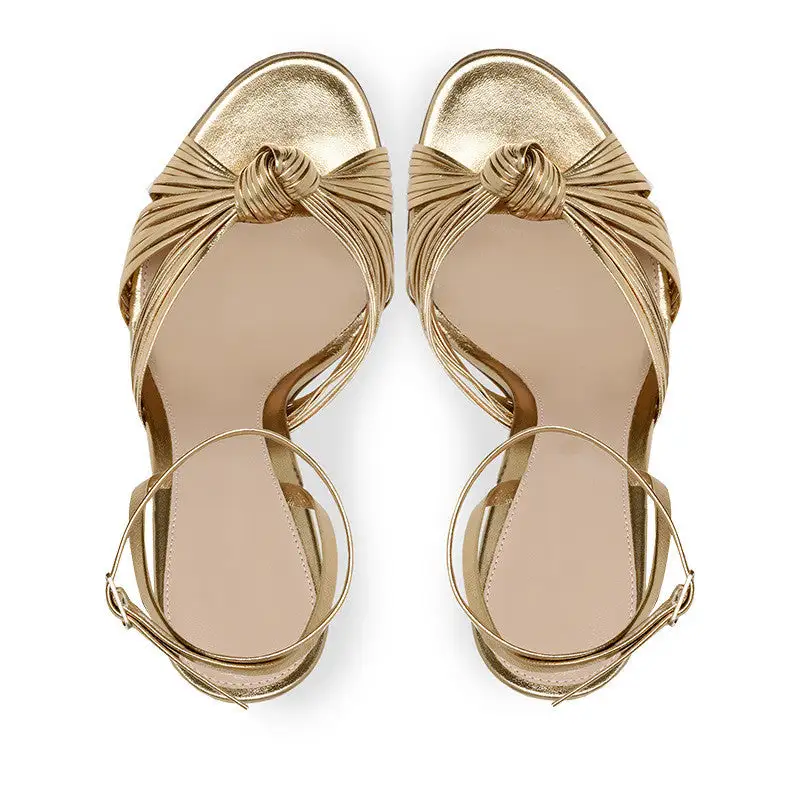 Round Toe Ankle Strap Stiletto Modern Sandals