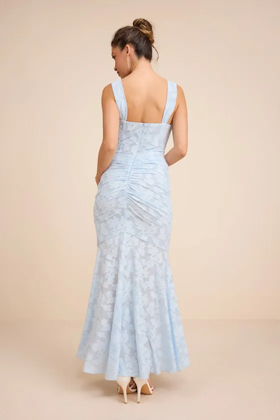 Celeste Yellow Floral Burnout Bustier Maxi Dress