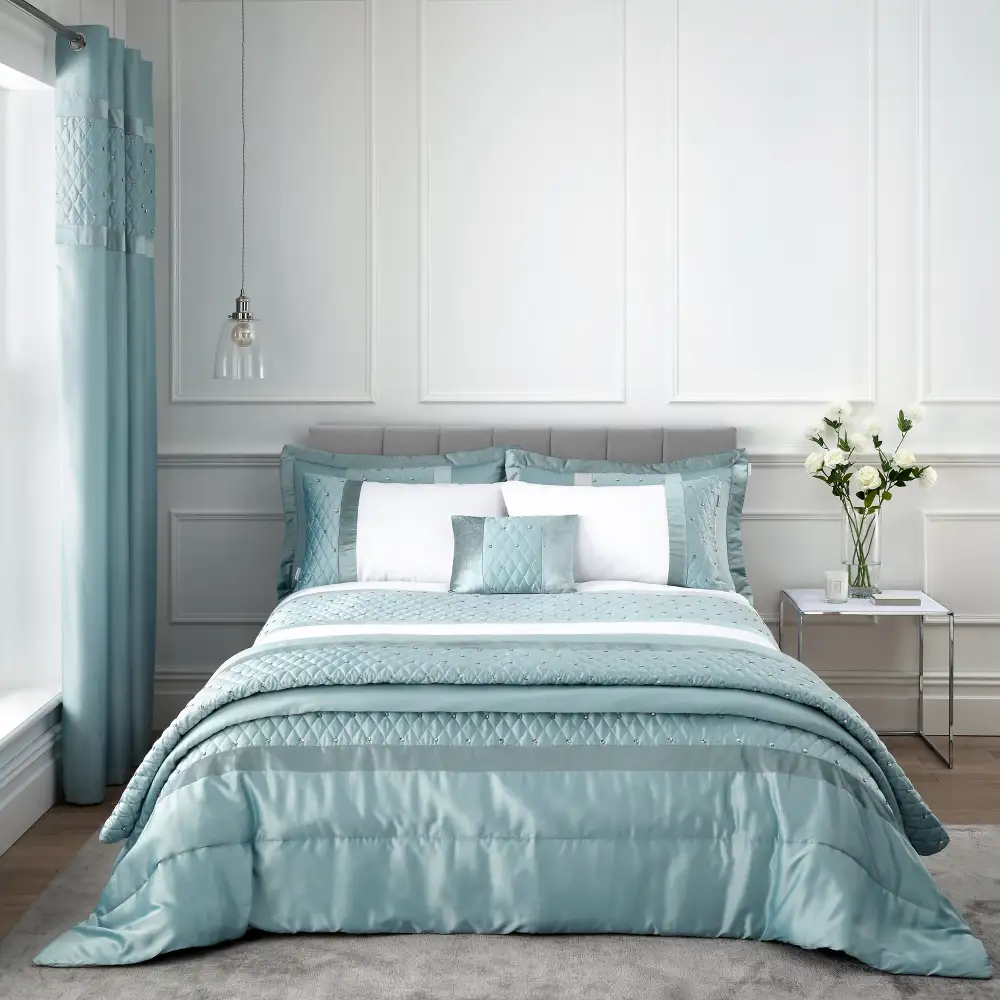 Quilted Printed Satin Duvet Cover Set