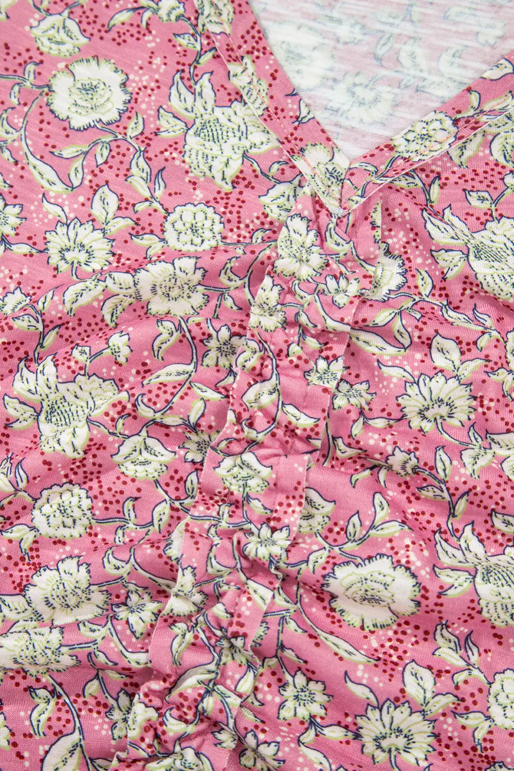 Floral V-Neck Puff Sleeve Blouse