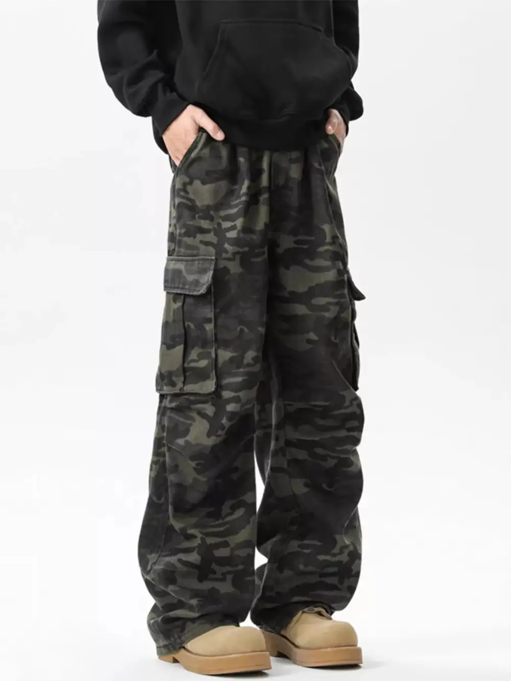 Refined Men's Full Size Loose Fit Camouflage Cargo Pants