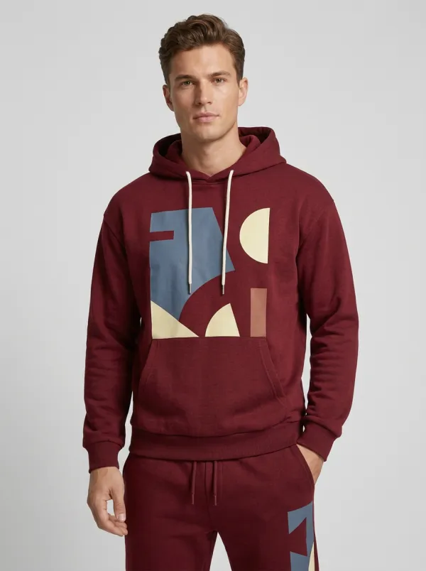Men's Geometric Abstract Pattern Printed Hoodie Jogger Set
