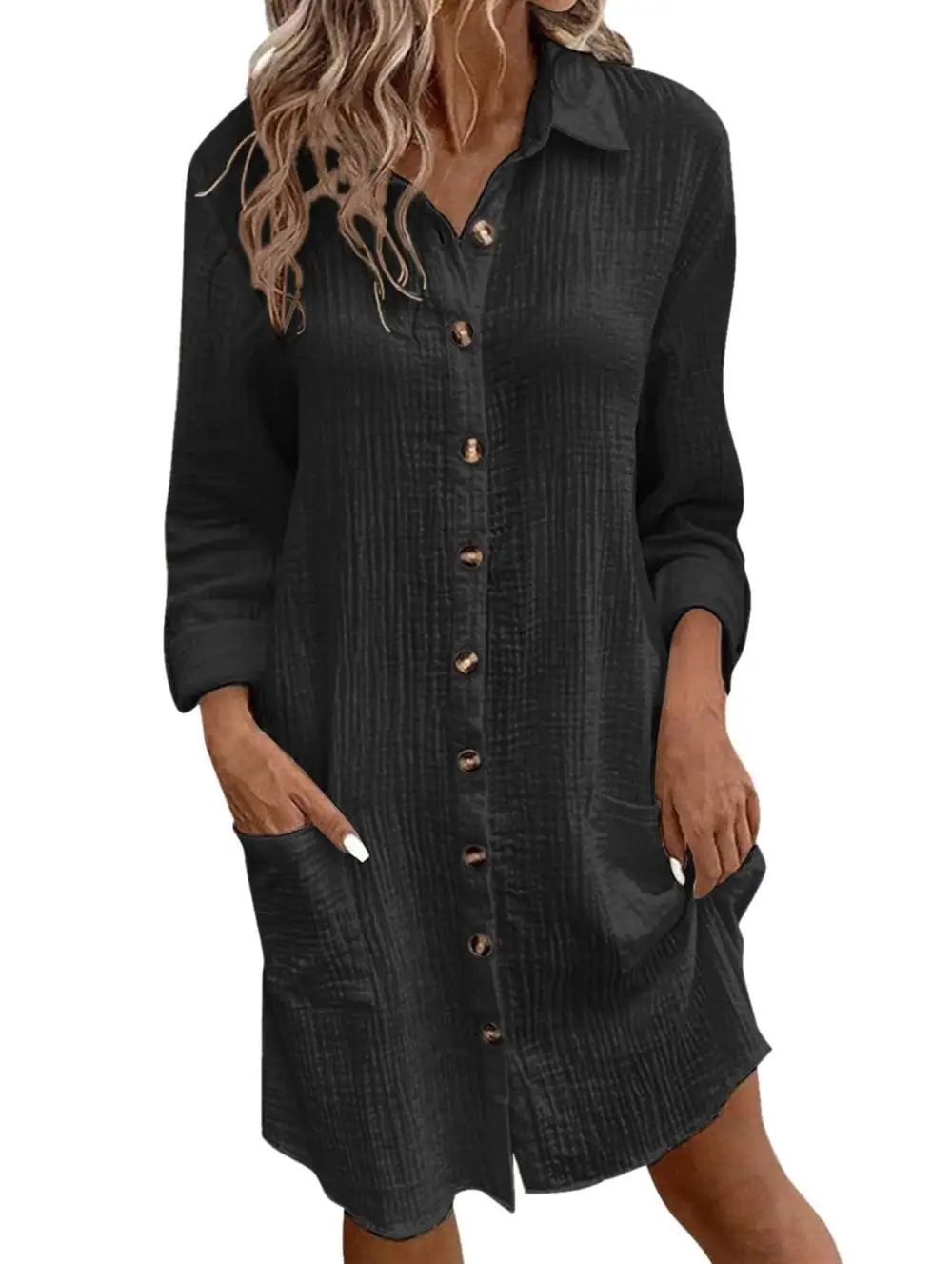 Loose Waist Top Shirt Dress