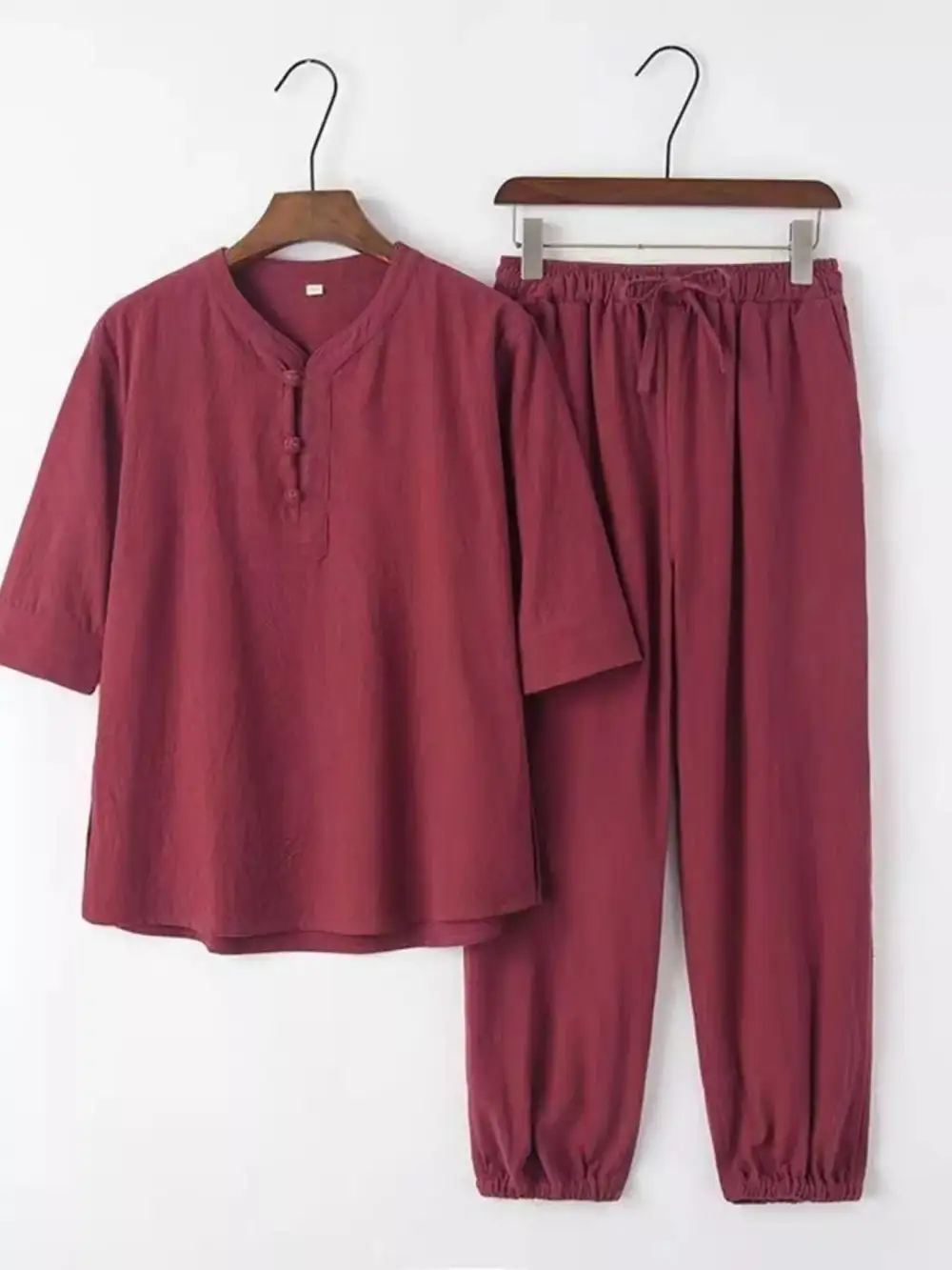 Men's Plus Size Sleeve Top and Pants Set