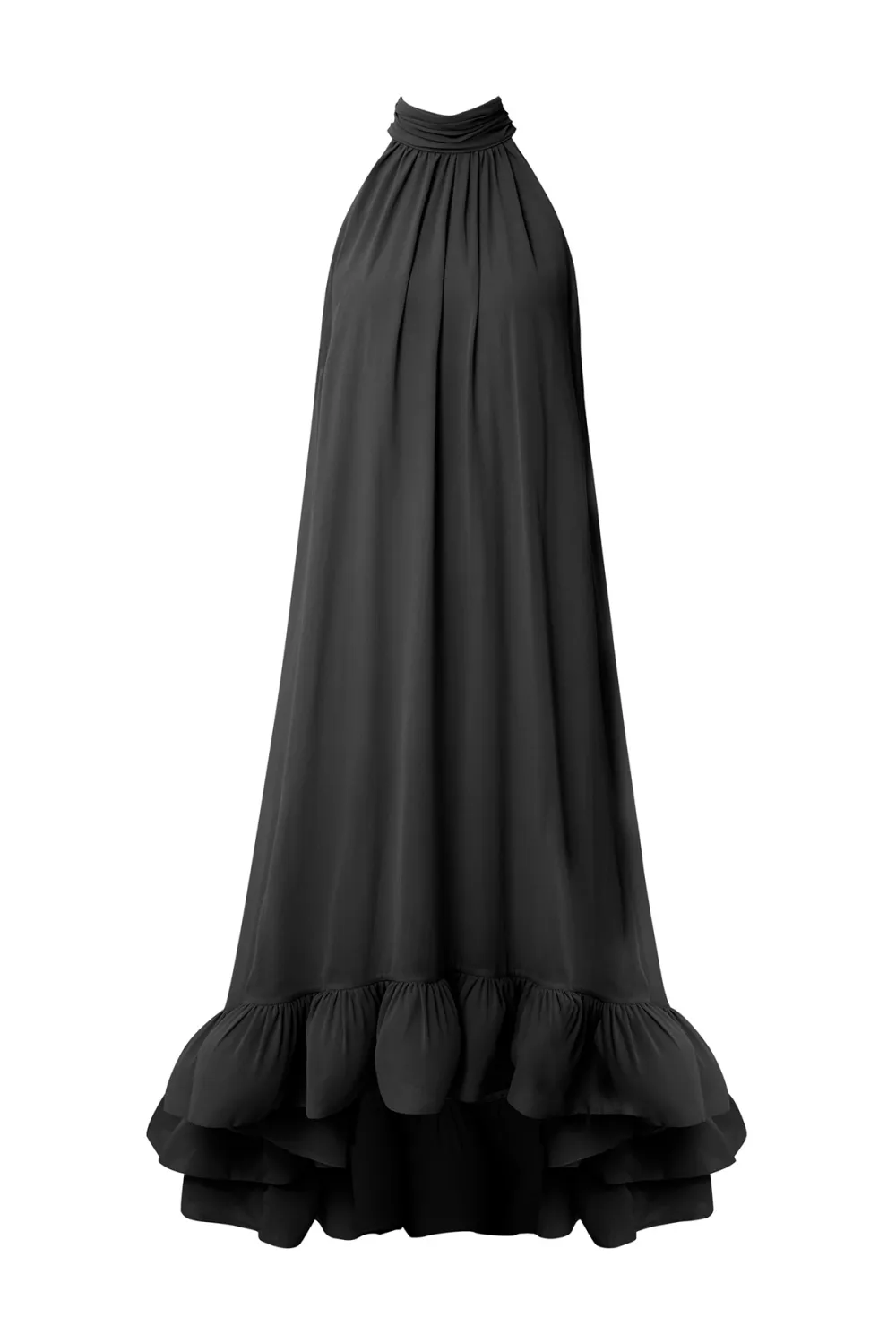 Halter Neck Asymmetric Hem Maxi Dress