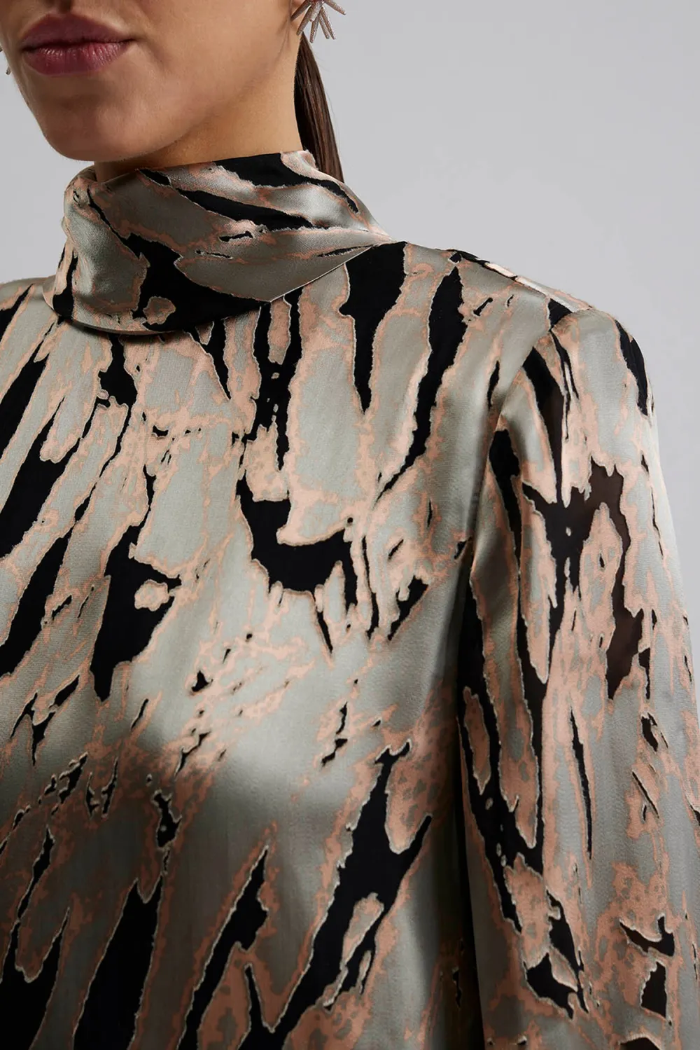 Abstract Print Silk Blend Mini Dress