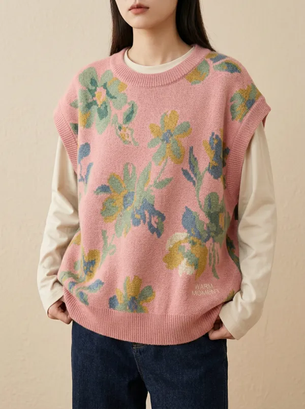 Relaxed Floral Sweater Vest