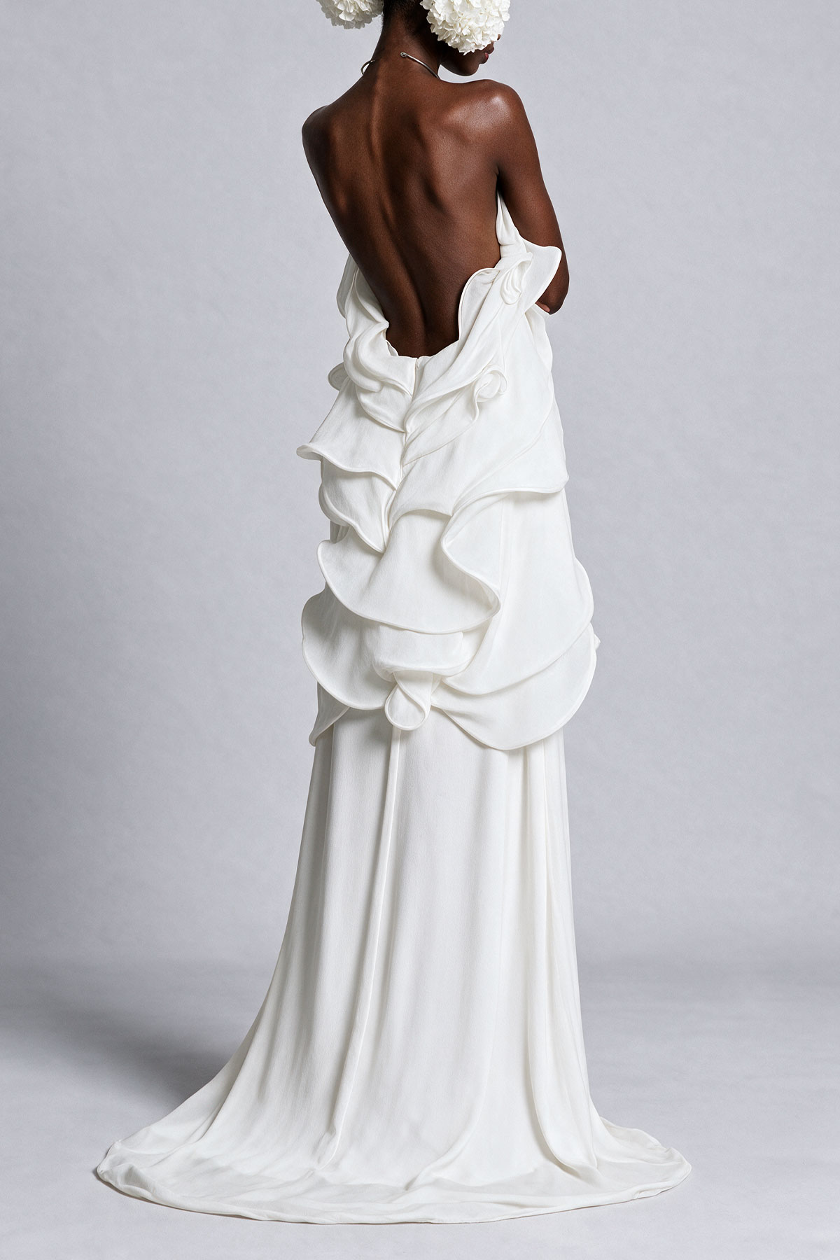Ruffle Backless Layered Maxi Dress